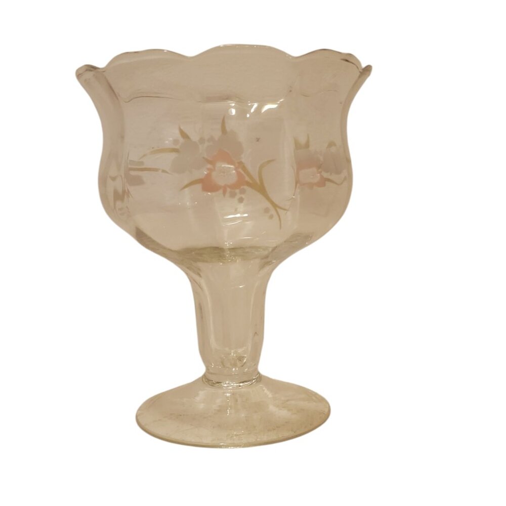 Clear glass jar with minimal floral design
